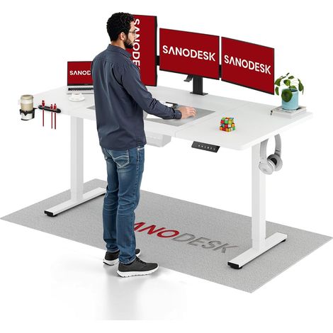 SANODESK QS1 Bureau Assis Debout Électrique 180x80 cm, Blanc (1/5)
