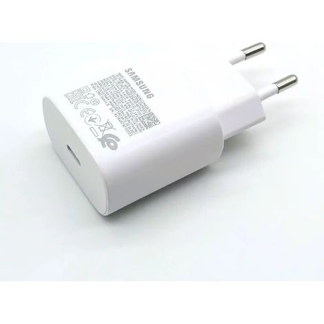 Chargeur Samsung 25 W à charge ultra rapide avec câble USB-C de 1,8 m pour Galaxy S20, S21, S22, S23, S24, Ultra, Z, Flip, Fold, 6, 5, 4, 3 et 2 (blanc) - Chargeur uniquement (1/4)