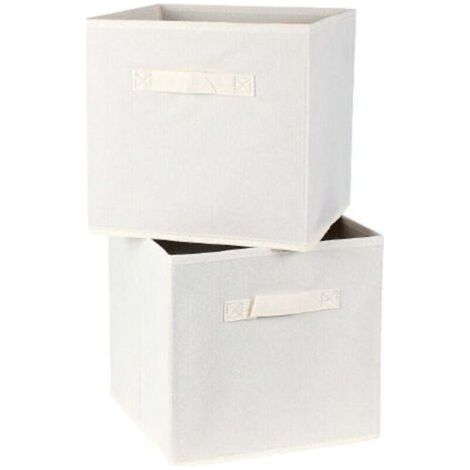 Boîte de rangement blanche en non-tissé 27 x 27 x 28 cm - Lot de 2-Chrom (1/5)