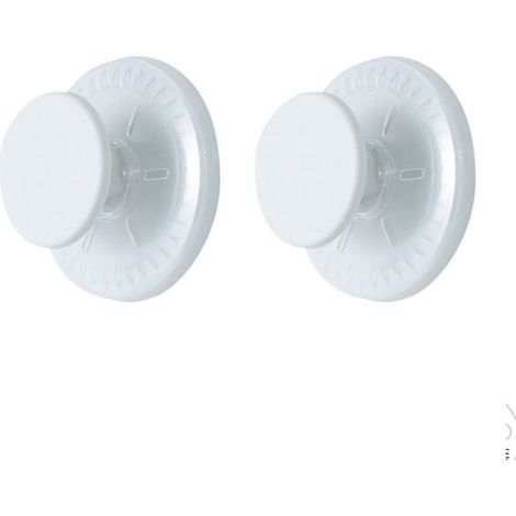 2 crochets ventouse blancs - Nosheir - Ronds, sans perçage, pour carrelage/porte/verre (1/4)
