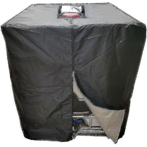 Housse de protection étanche et anti-poussière pour conteneur IBC (réservoir d'eau de pluie), en tissu Oxford 210D noir, avec protection solaire. (1/5)