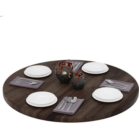 LAMO Manufaktur Plateau de table rond 100 cm en bois naturel Dessus rond de table à manger, de cuisine, de bistrot Épaisseur : 40 mm Couleur : Ébène