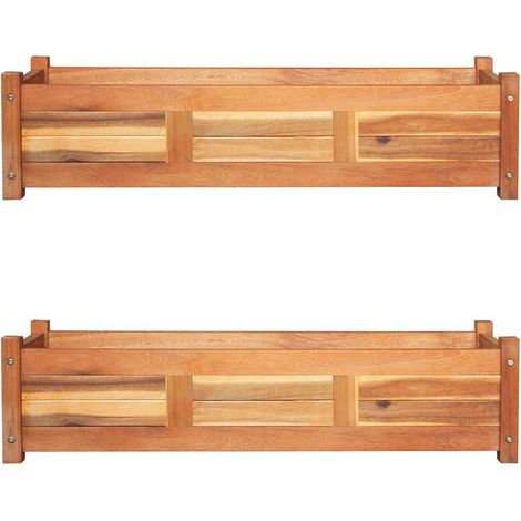 vidaXL Arriates elevados de jardín 2 pzas madera acacia 100x30x25 cm (1/4)