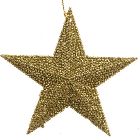 Kaemingk – Suspension de Noël étoile dorée pailletée incassable, Ø 10,5 cm, plastique