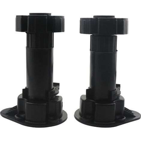 Pieds de meubles, lot de 8, réglables en hauteur, en plastique noir, pour meubles de cuisine et placards. Pinces de fixation pour meubles de cuisine.