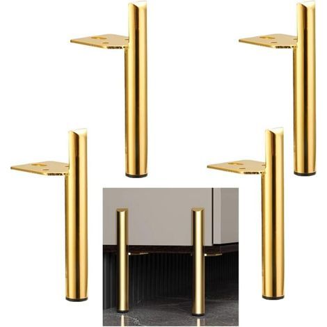 Furniture Legs Gold Coffee Table Legs, Mid Century Metal Furniture Leg for Sofa, Cabinet, Ottoman, Set of 4 Side Mounted Style Furniture DIY Replacement Legs
