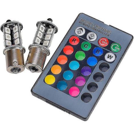 2 ampoules LED RGB 1156 BA15S P21W 382 27SMD pour feux de recul, de freinage et de brouillard (neuves) (1/5)