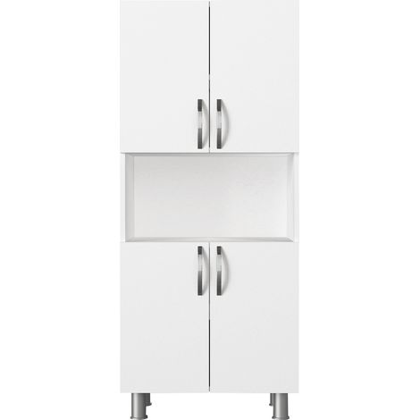 Armoire de salle de bain 4 portes bois blanc 59.4cm (1/5)