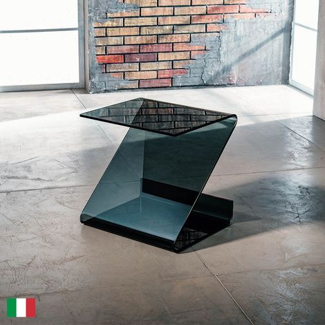 Tavolino in Vetro Curvato Trasparente L 45 Made in Italy - Zeta Trasparente grigio (1/4)