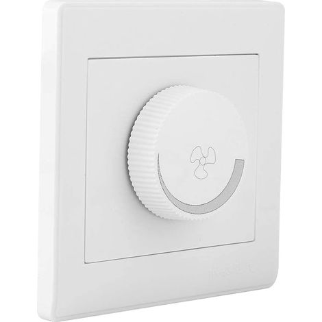 Interrupteur Ventilateur de Plafond Variateur de Lumiere Bouton de Commande de Panneau Mural Blanc AC250V 100W 86x86mm Interrupteur de Variateur D'éclairage (1/5)