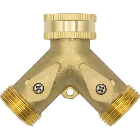 DEESSE SHOP - 10964 Distributeur en Y 2 voies, 3/4 mâle, laiton, avec vannes d'arrêt (1/4)