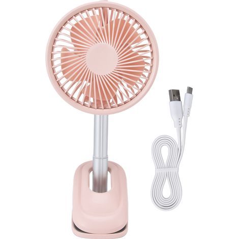 Tischventilator mit Klemme, 360° verstellbar, 3 Geschwindigkeitsstufen, USB-Anschluss, starker Luftstrom, Pink (1/5)