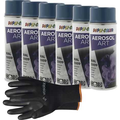 vasalat Dupli-Color Sprühlack Set azurblau glänzend RAL 7016 - Lackspray Graffiti Dosen, wetterfest, lichtecht und UV-beständig - Graffiti-Spray 400ml, 6 Stück
