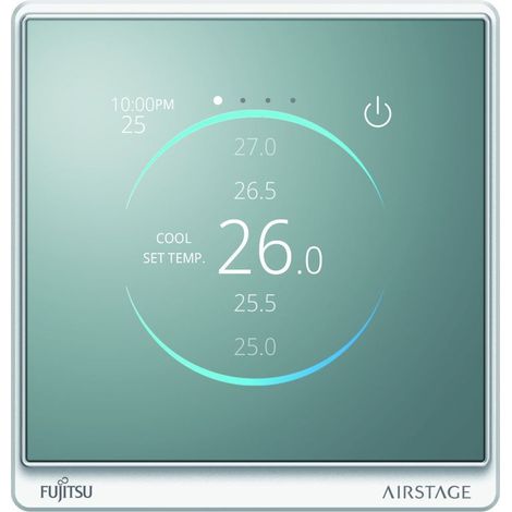 Atlantic – Télécommande filaire tactile KAGAMI – Large écran LCD couleur – Finition anti-trace – Affichage du logo en veille – Pilote jusqu'à 16 unités intérieures