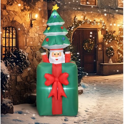 Décoration de Noël gonflable avec LED, 213 cm, polyester, rouge et vert DESVIAE (1/5)