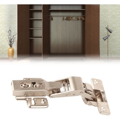 Bisagra de cocina de 45° y 125° con amortiguador de zinc niquelado (35 mm) para puertas con y sin marco, 1 pieza + 6 tornillos (1/5)