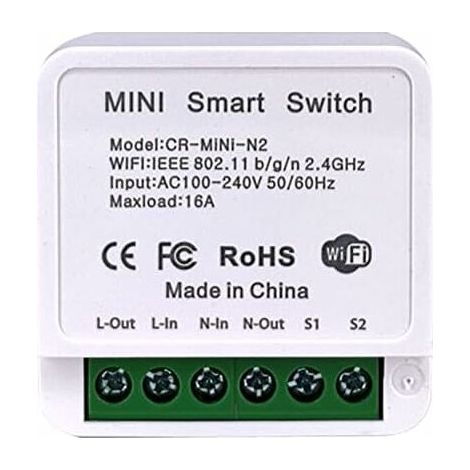 Mini 1 Gang DIY WiFi Smart Light Switch Module Smart Life/Tuya App and Wireless Remote Control, Compatible with Alexa Echo and Google Home, 1/2 Way (1/5)