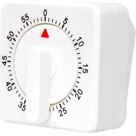 Horloge de cuisine mécanique de 60 minutes, minuteur visuel carré blanc avec alarme forte - Blanc (1/4)