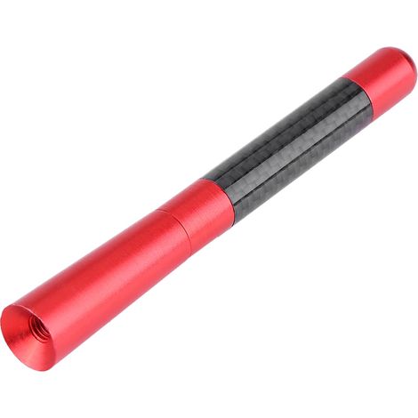 Antenne radio FM courte universelle 12 cm fibre carbone rouge, pour voiture, avec vis (1/4)