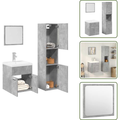 Ensemble de meubles de salle de bain 4 pcs gris béton - Ensemble De Meubles De Salle De Bain - Ensembles De Meubles De Salle De Bain - Armoire De Salle De Bain - Armoire De Rangement De Salle De Bain (1/5)
