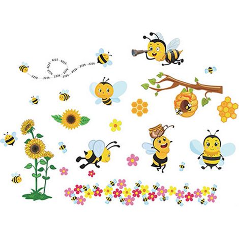 Stickers muraux décoratifs pour chambre d'enfant, motif petite abeille, autocollants pour vitres, peinture autocollante (1/4)