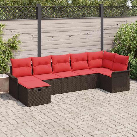 Set Divano da Giardino con cuscino 7 pcs Marrone Poly Rattan vidaXL (1/5)