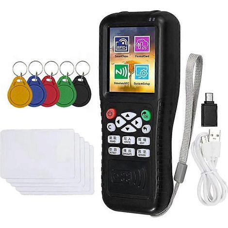Lecteur/graveur de cartes à puce RFID NFC X100 + 5 duplicateurs RFID pour cartes/porte-clés UID, programmateur de cartes à puce d'identification, copieur de clés cryptées (1/5)