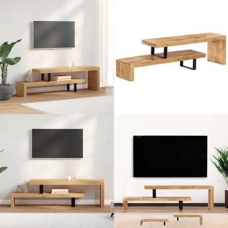 TV-Lowboard Massivholz Mango - TV-Schrank - Holzmöbel - Mangoholz - Vintage Stil - Wohnzimmer Dekoration - Home & Living (1/5)