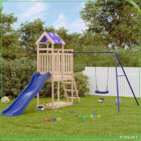 Aire de jeux d'extérieur - 7291712424809 - Bois de pin massif - 242x304x215 cm - Toboggan ondulé & balançoire (1/5)