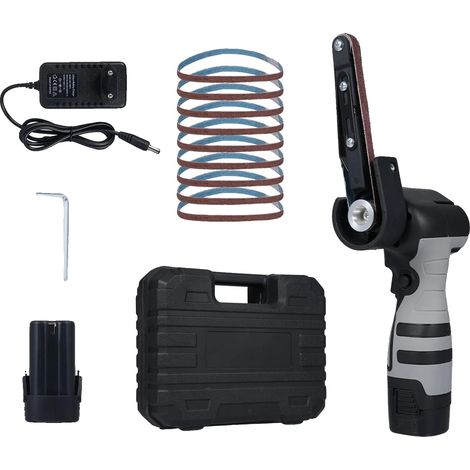 Mini Ponceuse à Courroie, Moteur Haute Vitesse, Kit de Ponçage Polyvalent, noir (1/2)