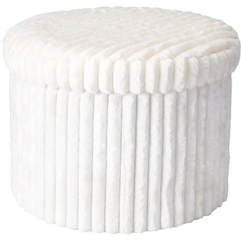 Pouf rond avec rangement, pliable, blanc, Ø 43 cm x 32,5 cm (1/3)