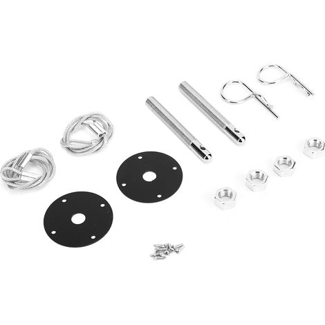 Kit de verrouillage de capot sport course universel, style épingle à cheveux, fixation acier, jeu de 2 pièces (1/5)
