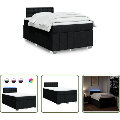 Matelas à ressorts ensachés - Sommier à lattes de lit avec matelas noir 120x190 cm tissu (1/5)