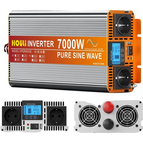 Inversor, onda sinusoidal pura, diseño compacto, potencia máxima 7000W 220V, Europa, 24V, 220V (1/2)