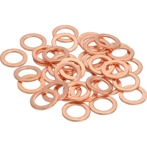 58Pcs Rondelle Métal Plate, Kit Assortiment Rondelles Cuivre M8, 8mm ID, 12mm OD, 1mm, Joints Écrasés Épaisseur pour Boulons Vis Réparation (1/5)