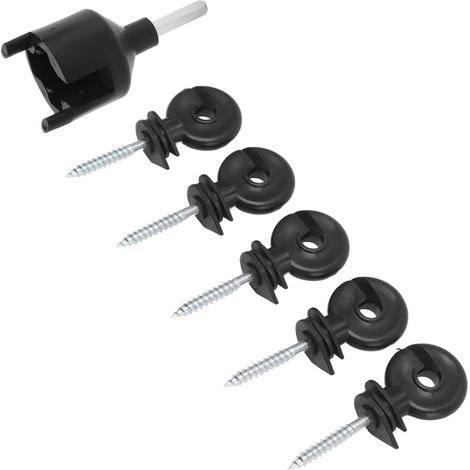 Lot de 50 isolateurs à visser pour clôture électrique, compatibles avec les poteaux en bois, avec outil de pose. (1/5)
