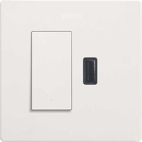 SIMON 270  Monoblock-Kit mit Druckknopfschalter + USB-Ladegerät A 2.1A SmartCharge mattschwarz 27191610-098 (1/2)
