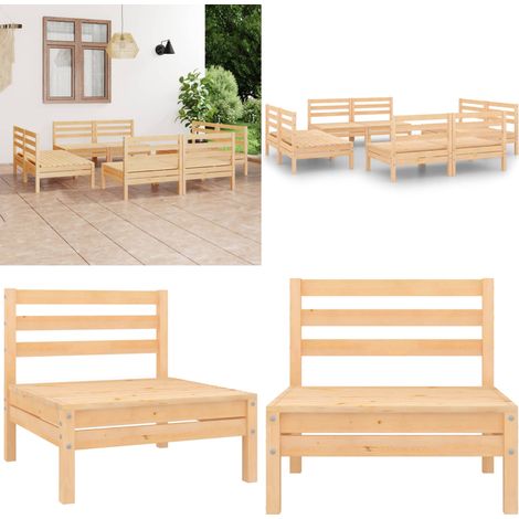 8-tlg. Garten-Lounge-Set Massivholz Kiefer - Massivholz - Kiefer (1/5)