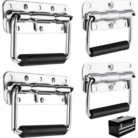4 pièces Poignée Flight Case Poignées Pliantes à Ressort Poignée Pliante Métal pour Boîtes D enceintes Boîte à outils Porte de Boîte (1/5)