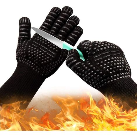 Gants de four résistants à la chaleur jusqu'à 800 °C – Gants en silicone antidérapants – Protection contre les coupures – Confort optimal – (1/5)
