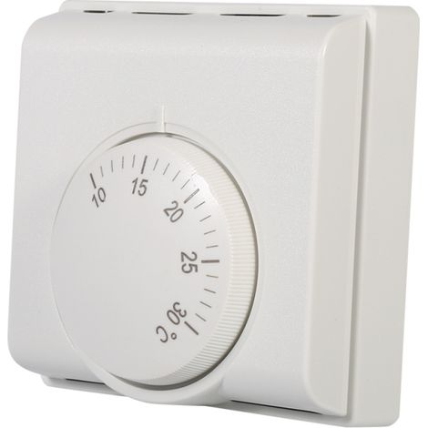 Termostato mecánico Irovami - Interruptor de temperatura de 10-30 °C para aire acondicionado central, 6 A, fácil instalación, blanco (1/5)