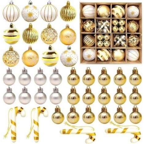 Christmas baubles, 40 pieces of brilliant and exquisite Christmas tree decorations, set of two-tone Christmas baubles, drop-resistant