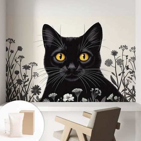 Papier peint intissé avec imprimé pour intérieur moderne application facile a motif - Colle incluse gratuite Fleurs de coquelicot 104x70 cm (1/5)