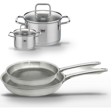 Lot de 2 poêles 24/28 cm et 2 faitouts 12/20 cm Elo Relief Passion