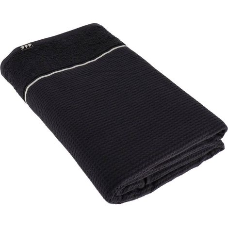 Telo da bagno 90x150 cm 100% cotone - nido d ape - nero - Tendance (1/2)