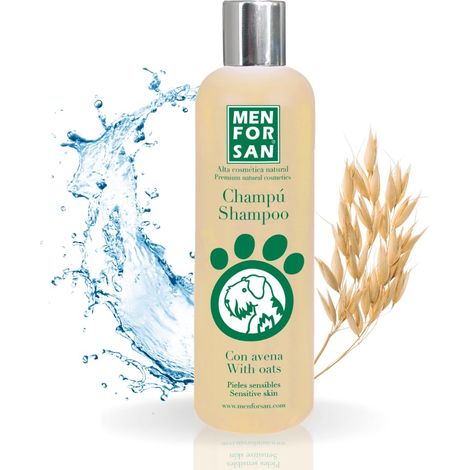 MENFORSAN Shampoo per Cani con Avena  Azione Addolcente e Lenitiva  Per Pelli Sensibili e Delicate  Avena 100% Naturale  Fragranza Dolce  1L (1/4)