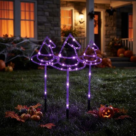 3 Pack Light Up Witch Hat Halloween Stakes (1/2)