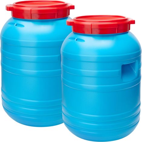 Garronda Fût en Plastique de 30 L Fût Alimentaire en Plastique HDPE Récipient pour Jardin GD-0055 Lot de 2 (Bleu, 30 litres)