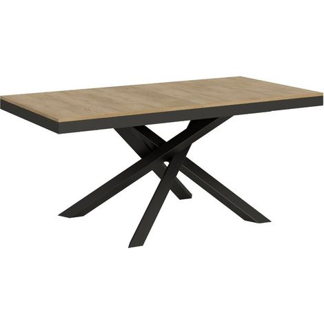 Table extensible bois clair et cadre anthracite 160-264cm Klass