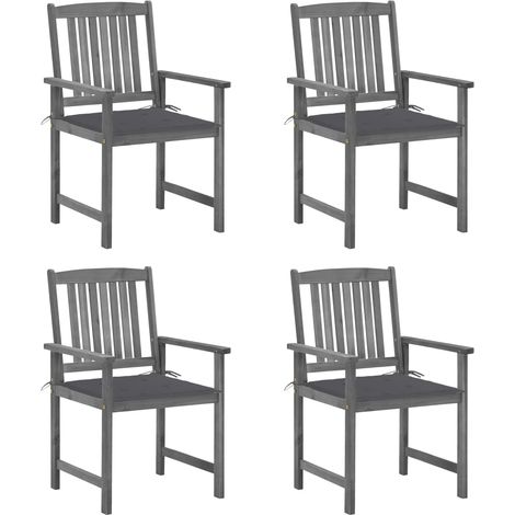 4 pcs Chaises de jardin avec coussins Siège de Terrasse Fauteuil de jardin Gris Bois d'acacia massif DHNET2445033 (1/5)